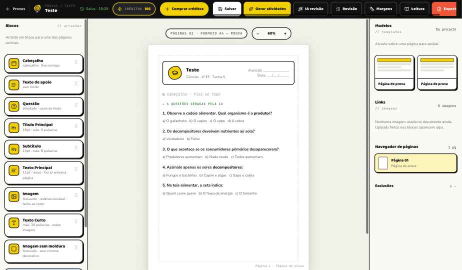 Editor (canvas) da plataforma Autoria·IA